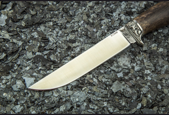 Нож Ласка <span>(х12мф, стабилизированная карельская береза, литье мельхиор)</span>