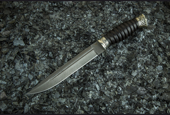 Нож Пластунский <span>(Дамаск 1200 слоев, мореный граб, мельхиор)</span>