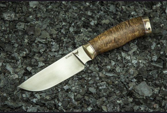 Нож Грибник 2 <span>(Elmax, стабилизированная карельская береза, мельхиор)</span> 