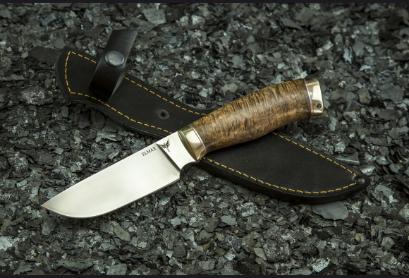 Нож Грибник 2 <span>(Elmax, стабилизированная карельская береза, мельхиор)</span> 