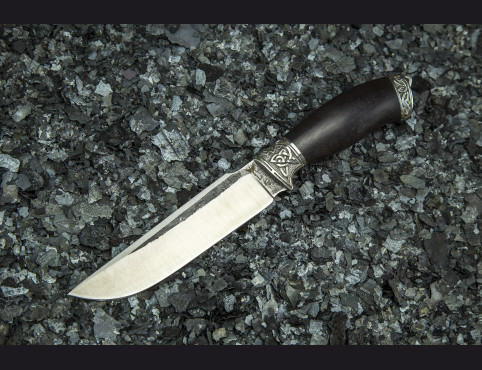 Нож Скорпион 2 (х12мф, мореный граб, литье мельхиор)