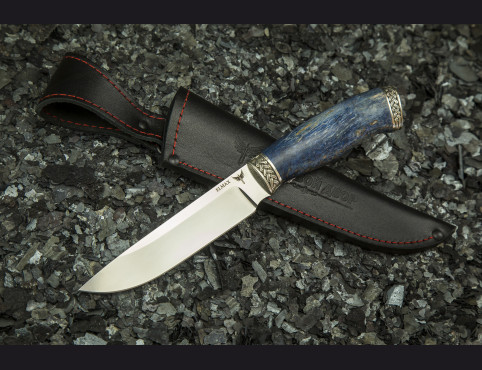 Нож Фрегат (Elmax, стабилизированная карельская береза, литье мельхиор)