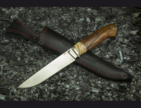 Нож Охотник 2 (М390, айронвуд-железное дерево, стабилизированный бивень мамонта) 
