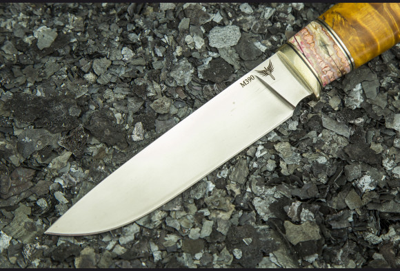 Нож Вепрь <span>(М390, стабилизированная карельская береза, стабилизированный бивень мамонта)</span>
