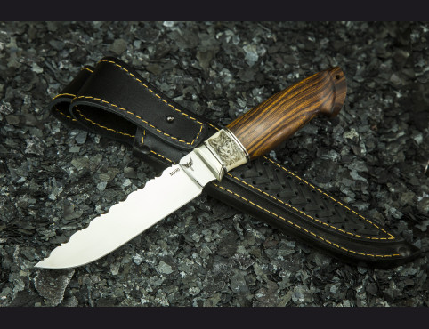 Нож Вепрь (М390, айронвуд, кость моржа) скримшоу "wolf"