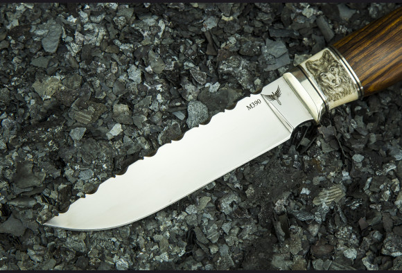 Нож Вепрь <span>(М390, айронвуд, кость моржа)</span> скримшоу "wolf"