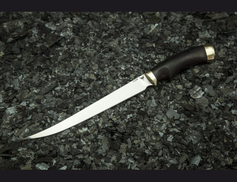 Нож филейный Белуга (х12мф, мореный граб, мельхиор)