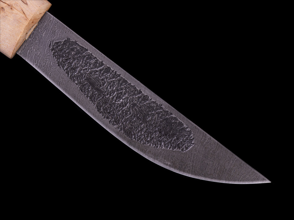 Дол на ноже. Якутский нож лепесток-х12мф/кованый дол/карелка сертификат.