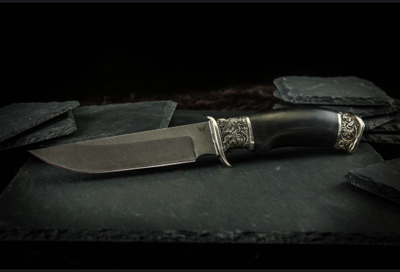 Нож Овод <span>(Дамаск 1200 слоев, мореный граб, литье мельхиор)</span>