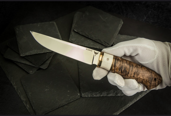 Нож Гепард <span>(elmax,стабилизированная карельская береза, рог лося, мозаичный пин)</span>