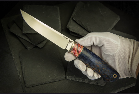 Нож Гепард <span>(elmax,стабилизированная карельская береза , стабилизированный зуб мамонта)</span>