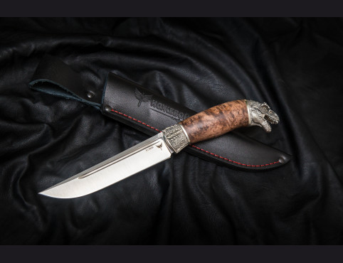 Нож Таран  ( х12мф, стабилизированная карельская береза, мельхиор)