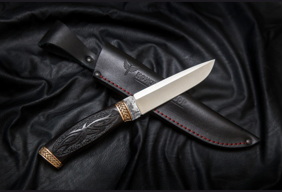 Нож Клык <span>(х12мф, мореный граб, литьё бронза, ручная резьба по дереву)</span>