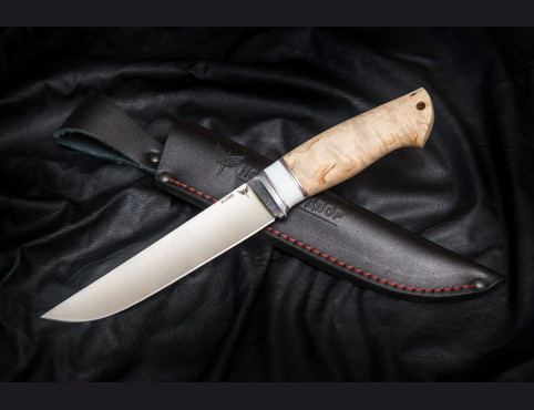 Нож Егерь 2(х12мф, белый акрил , карельская береза)