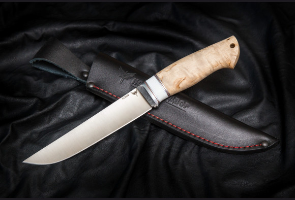 Нож Егерь 2<span>(х12мф, белый акрил , карельская береза)</span>