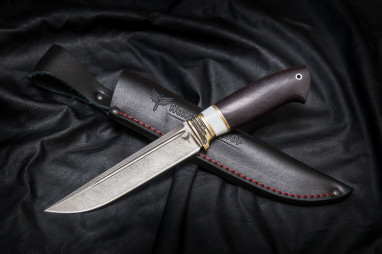  Нож Таран <span class='product-card--title--span'>(Дамаск , белый акрил , мореный граб)</span>