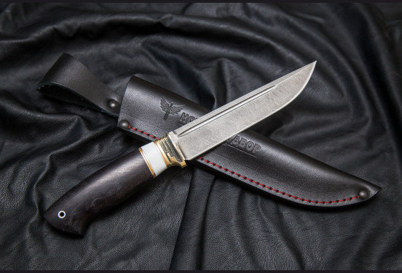  Нож Таран <span>(Дамаск , белый акрил , мореный граб)</span>