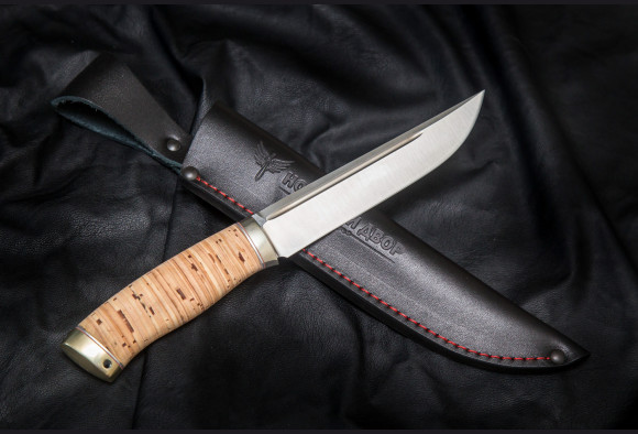 Нож Таран <span>(х12мф, береста литье мельхиор)</span>
