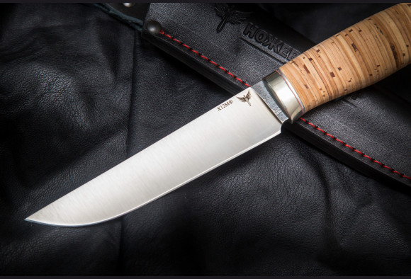 Нож Медведь <span>(х12мф, береста ,мельхиор)</span>