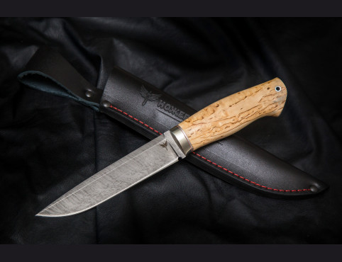 Нож Шерхан (дамаск ,рукоять карельская береза)