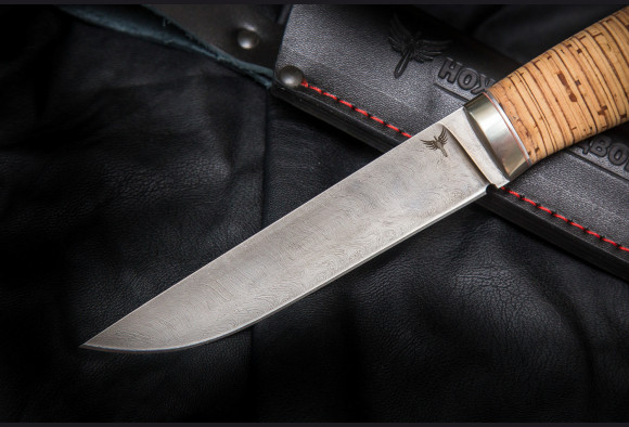 Нож Егерь 2 <span>(дамаск 1200 слоев, береста ,мельхиор)</span>