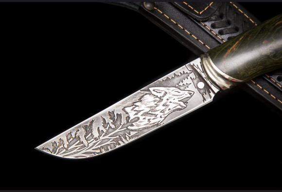 Нож Хозяин леса<span>(х12мф,гравировка премиум,стабилизированная карельская береза )</span>
