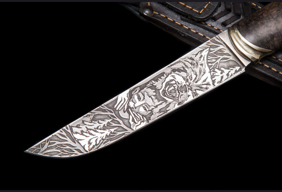 Нож Шаман<span>(х12мф,гравировка премиум,стабилизированная карельская береза )</span>