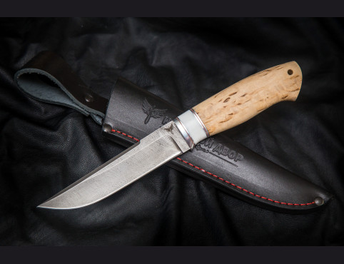 Нож Волк ( х12мф, белый акрил , карельская береза)