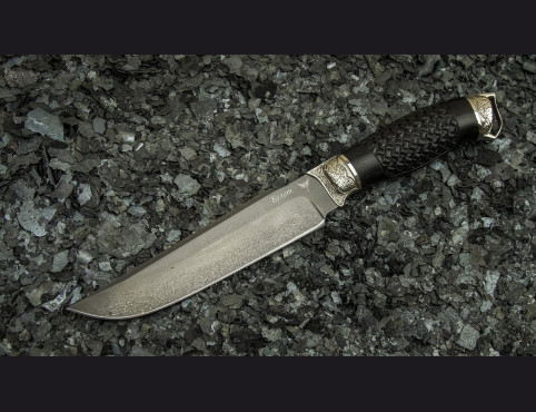 Нож Скорпион (булат, чернычй граб, литье мельхиор 1, ручная резьба по дереву)