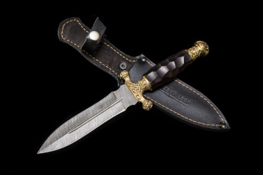Нож Оскар (Дамаск-1200 слоев, литье, мореный граб)