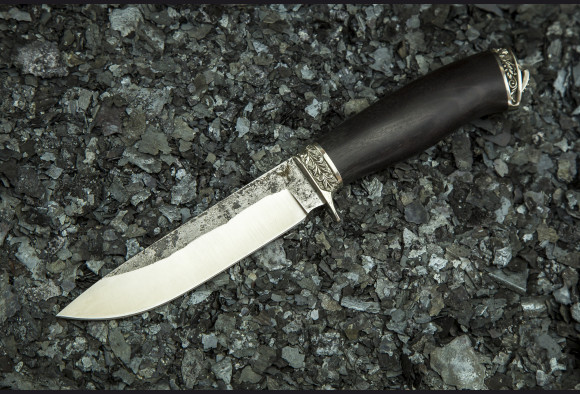 Нож Ирбис <span>(х12мф, мореный граб, литье мельхиор)</span>
