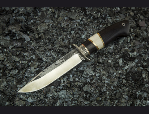 Нож Сапер (х12мф,мореный граб,рог лося,литье мельхиор)
