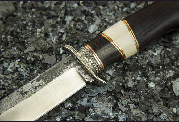 Нож Сапер <span>(х12мф,мореный граб,рог лося,литье мельхиор)</span>
