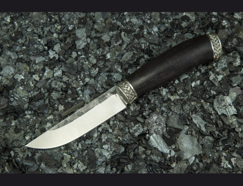 Нож Грибник 1 (х12мф, мореный граб, литье мельхиор)