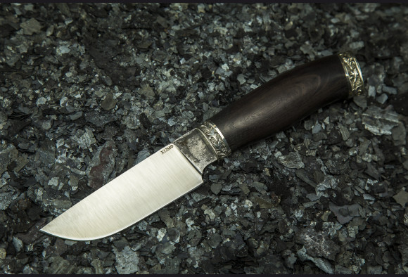 Нож Грибник 2  <span>(х12мф,мореный граб,литье мельхиор)</span>