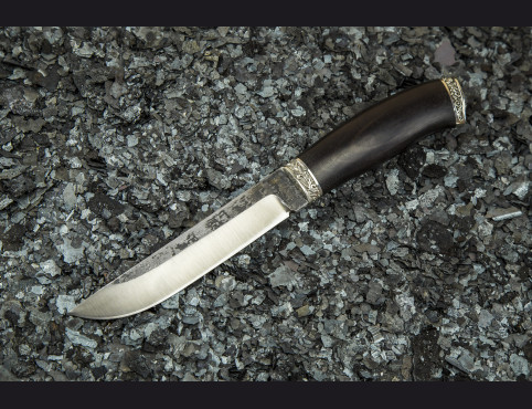 Нож Егерь (х12мф, мореный граб, литье мельхиор)
