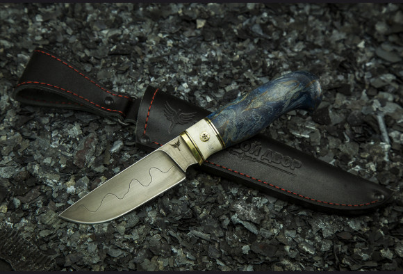 Нож Грибник 2 <span>(трехслойный ламинат, стабилизированная карельская береза, рог лося, мозаичный пин)</span>