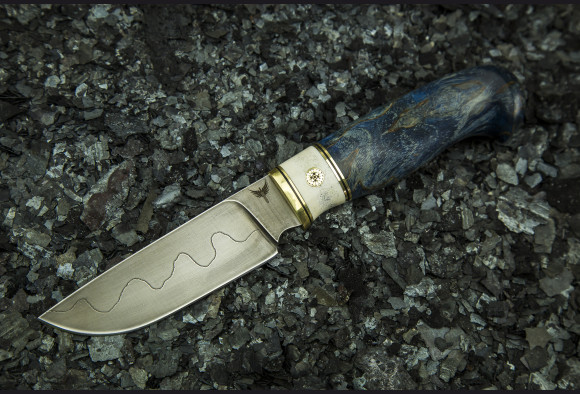 Нож Грибник 2 <span>(трехслойный ламинат, стабилизированная карельская береза, рог лося, мозаичный пин)</span>