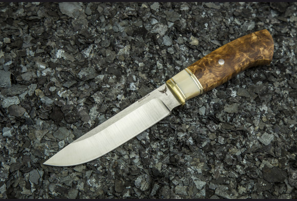 Нож Фрегат <span>(S390, стабилизированная карельская береза, кость моржа, мозаичный пин)</span>