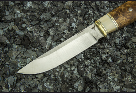 Нож Фрегат <span>(S390, стабилизированная карельская береза, кость моржа, мозаичный пин)</span>