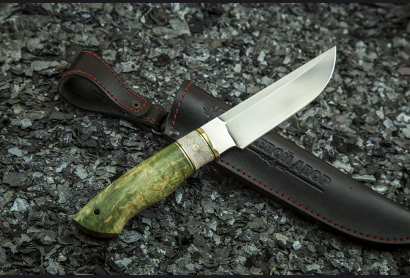 Нож Турист <span>(М390, стабилизированная карельская береза, рог лося, мозаичный пин)</span> 