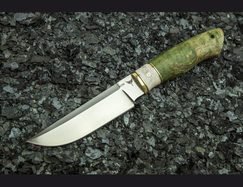Нож Турист (М390, стабилизированная карельская береза, рог лося, мозаичный пин) 