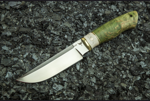Нож Турист <span>(М390, стабилизированная карельская береза, рог лося, мозаичный пин)</span> 