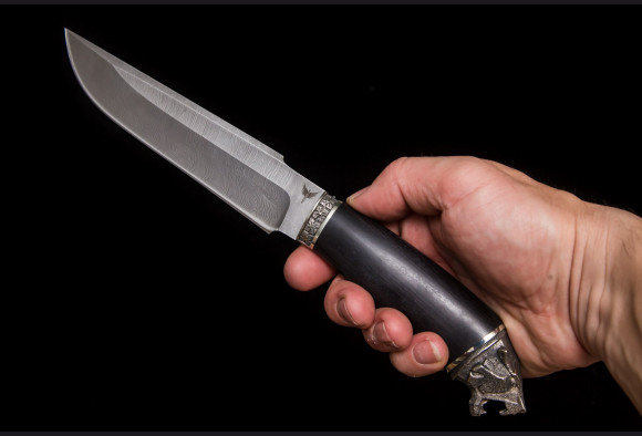 Нож Скорпион <span>(дамаск 1200 слоев, мореный граб, литье мельхиор)</span>