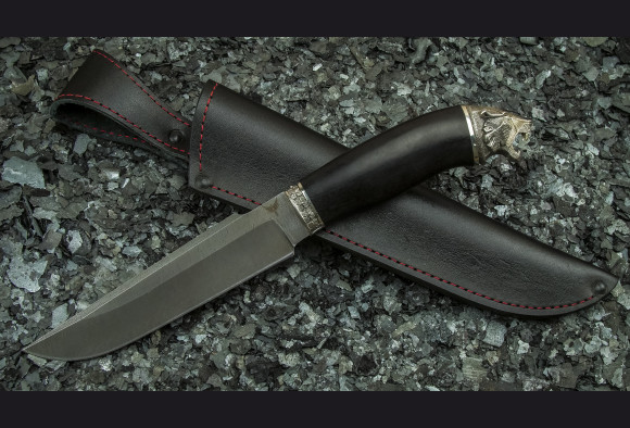 Нож Скорпион <span>(дамаск 1200 слоев, мореный граб, литье мельхиор)</span>