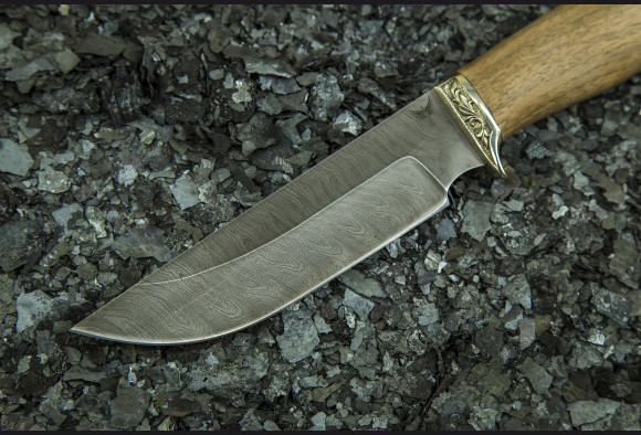 Нож Нерпа <span>(дамаск 1200 слоев, корень ореха, литье мельхиор)</span>