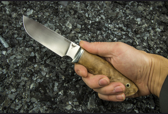 Нож Грибник 2 <span>(Elmax, стабилизированная карельская береза, мозаичный пин под темляк)</span>