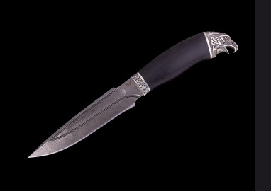 Нож Хищник <span class='product-card--title--span'>(Дамаск 1200 слоев, мореный граб, литье мельхиор, долы камень)</span>