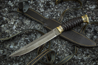 Нож Пластунский (Дамаск 1200 слоев, мореный граб, латунь)