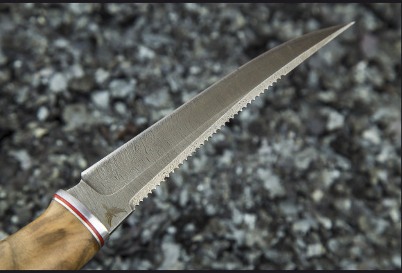 Нож Рыбак 2 <span>(Дамаск 1200 слоев, корень ореха)</span>
